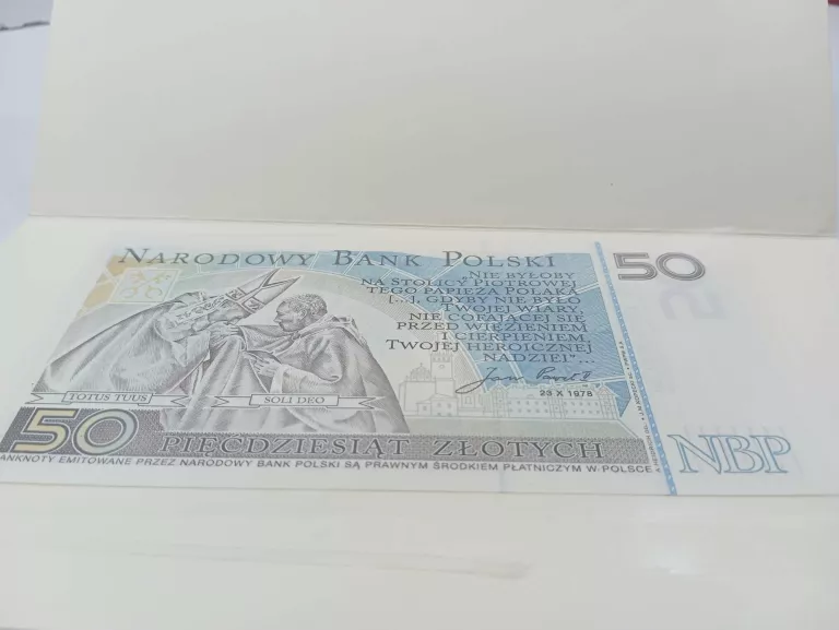 50 ZŁ ZŁOTYCH JAN PAWEŁ II BANKNOT KOLEKCJONERSKI NBP