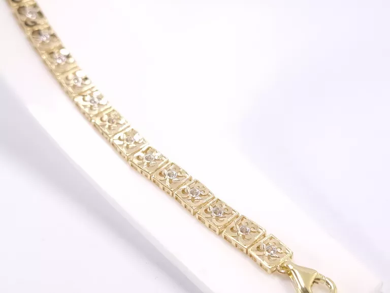 NIENOSZONA ZŁOTA BRANSOLETKA SEGMENTOWANA Z CYRKONIAMI 585 5,17G 19,5CM