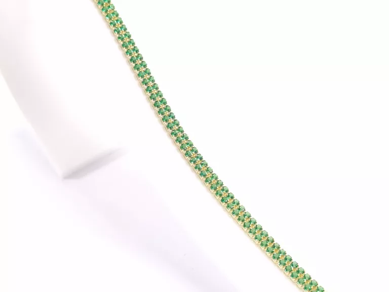 NIENOSZONA ZŁOTA BRANSOLETKA Z ZIELONYMI CYRKONIAMI 585 3,02G 18,5CM