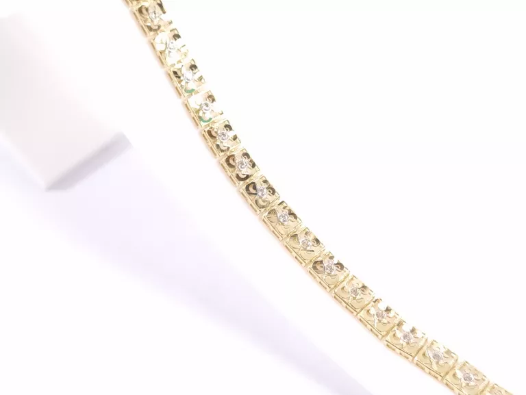 NIENOSZONA ZŁOTA BRANSOLETKA SEGMENTOWANA Z CYRKONIAMI 585 5,17G 19,5CM