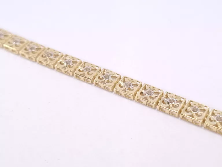 NIENOSZONA ZŁOTA BRANSOLETKA SEGMENTOWANA Z CYRKONIAMI 585 5,17G 19,5CM