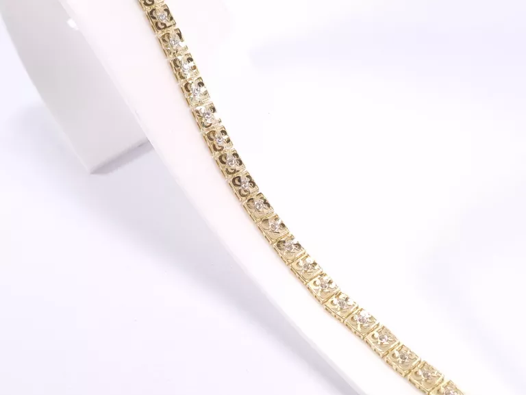 NIENOSZONA ZŁOTA BRANSOLETKA SEGMENTOWANA Z CYRKONIAMI 585 5,17G 19,5CM