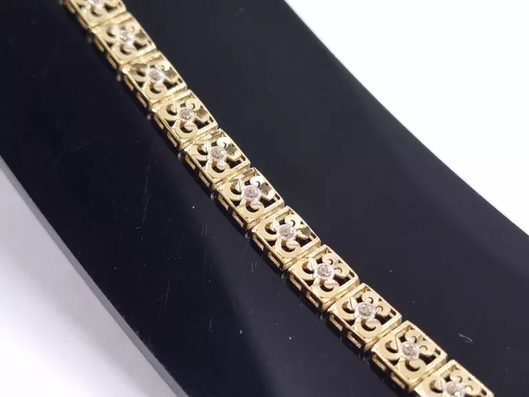 NIENOSZONA ZŁOTA BRANSOLETKA SEGMENTOWANA Z CYRKONIAMI 585 5,17G 19,5CM