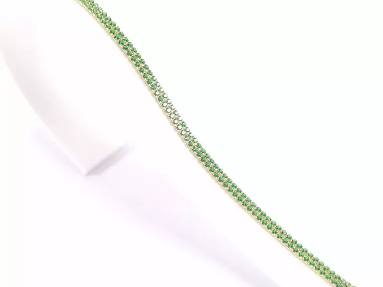NIENOSZONA ZŁOTA BRANSOLETKA Z ZIELONYMI CYRKONIAMI 585 3,02G 18,5CM