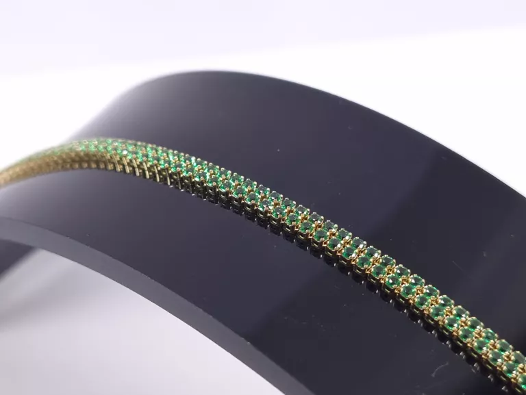 NIENOSZONA ZŁOTA BRANSOLETKA Z ZIELONYMI CYRKONIAMI 585 3,02G 18,5CM