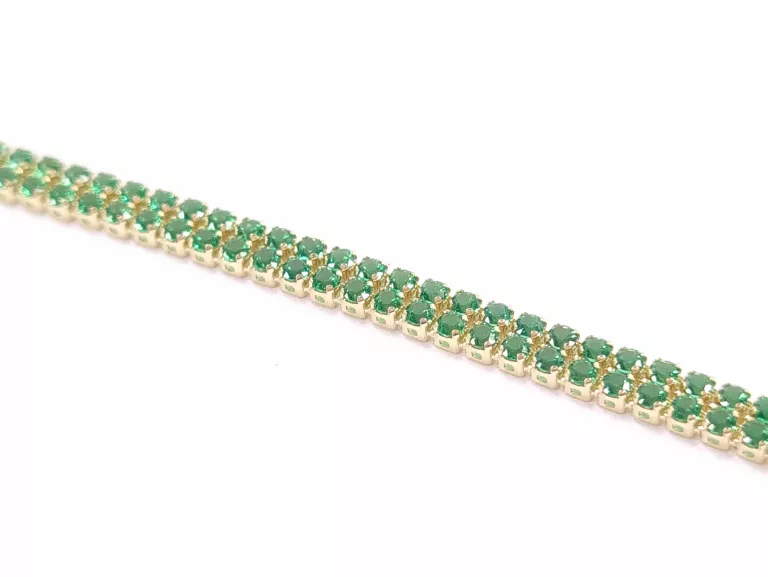 NIENOSZONA ZŁOTA BRANSOLETKA Z ZIELONYMI CYRKONIAMI 585 3,02G 18,5CM