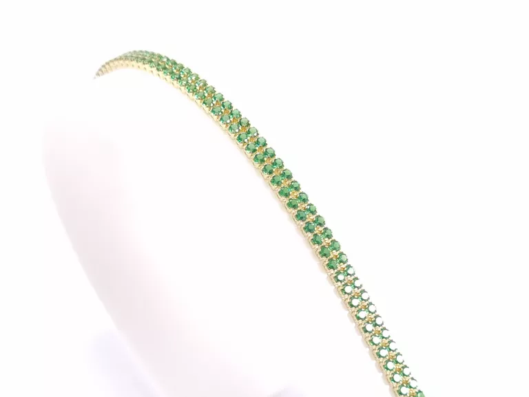 NIENOSZONA ZŁOTA BRANSOLETKA Z ZIELONYMI CYRKONIAMI 585 3,02G 18,5CM