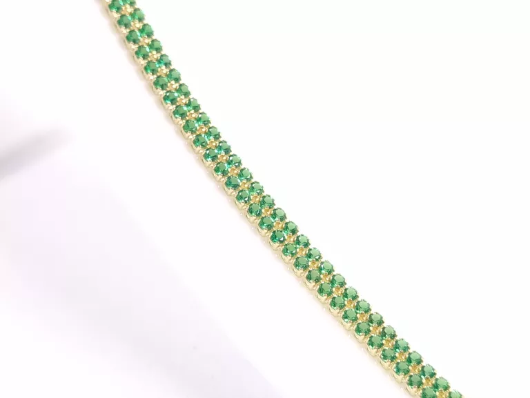 NIENOSZONA ZŁOTA BRANSOLETKA Z ZIELONYMI CYRKONIAMI 585 3,02G 18,5CM