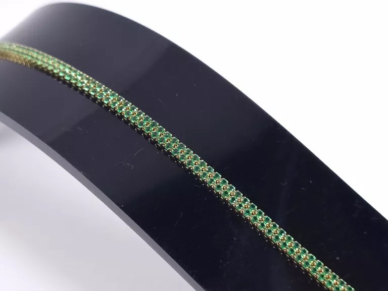 NIENOSZONA ZŁOTA BRANSOLETKA Z ZIELONYMI CYRKONIAMI 585 3,02G 18,5CM