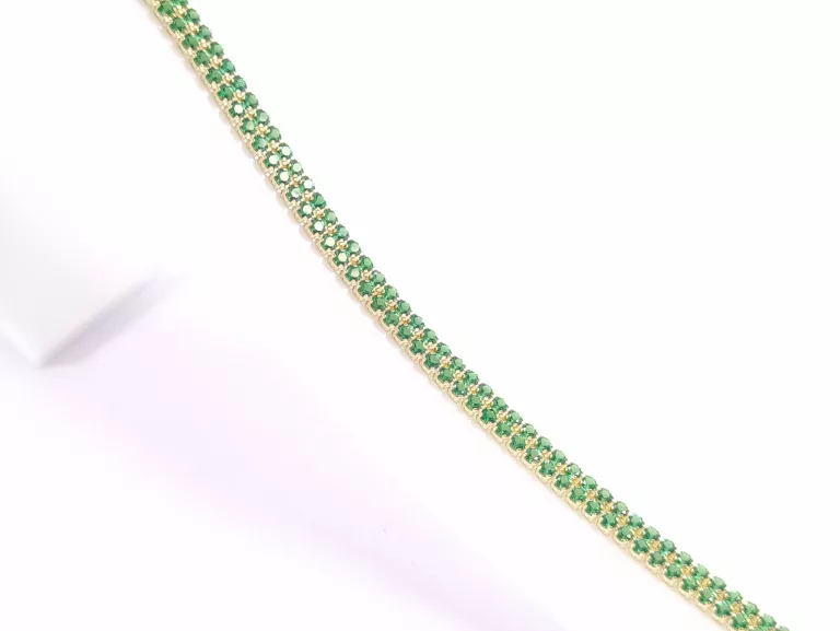 NIENOSZONA ZŁOTA BRANSOLETKA Z ZIELONYMI CYRKONIAMI 585 3,02G 18,5CM