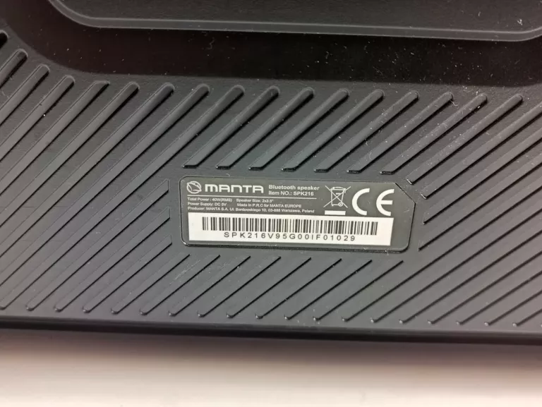 GŁOŚNIK PRZENOŚNY BLUETOOTH MANTA SPK216