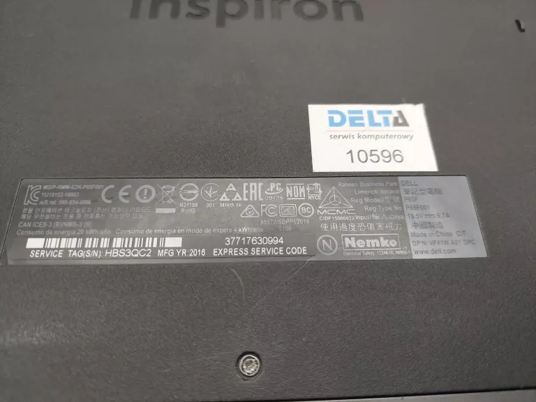LAPTOP DELL P65F I7-6700HQ/16GB RAM/2 TB HDD