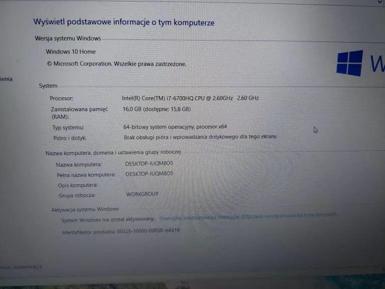 LAPTOP DELL P65F I7-6700HQ/16GB RAM/2 TB HDD