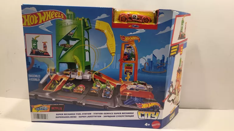 HOT WHEELS CITY LET'S RACE ZESTAW SUPER STACJA ŁADOWANIA AUT