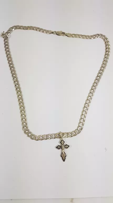 SREBRNY ŁANCUSZEK Z ZAWIESZKA KRZYZ 36,61 G 925P