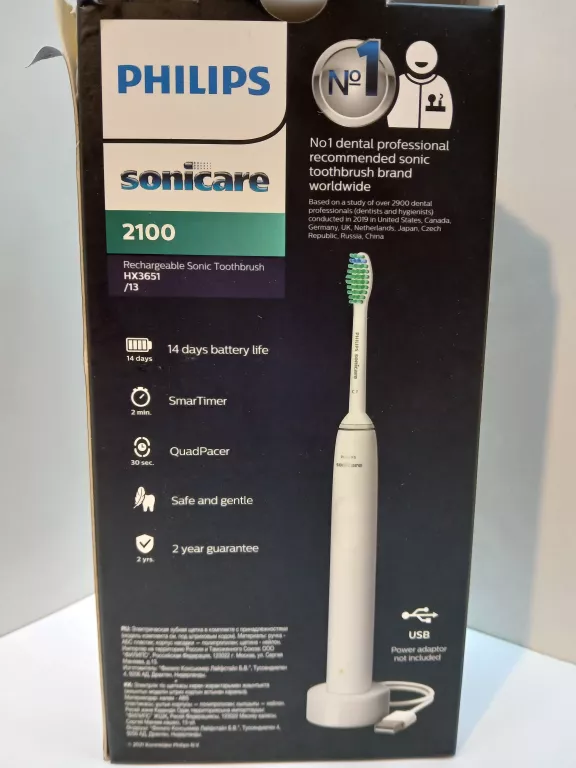 SZCZOTECZKA ELEKTRYCZNA - PHILIPS SONICARE 2100 / KOMPLET/ POWYSTAWOWA