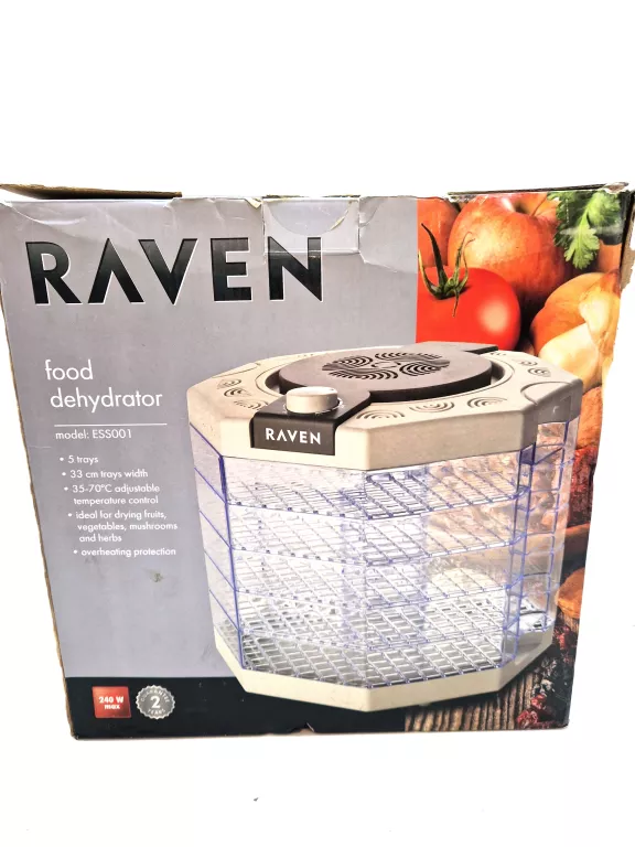 SUSZARKA SPOŻYWCZA DO OWOCÓW GRZYBÓW RAVEN ESS001X 240W 5 SIT BIAŁA