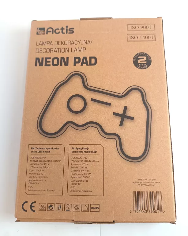 NEON ACTIS LED GAMEPAD JAK NOWY