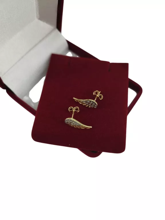 ŚLICZNE ZŁOTE KOLCZYKI SKRZYDŁA 1,94G 585