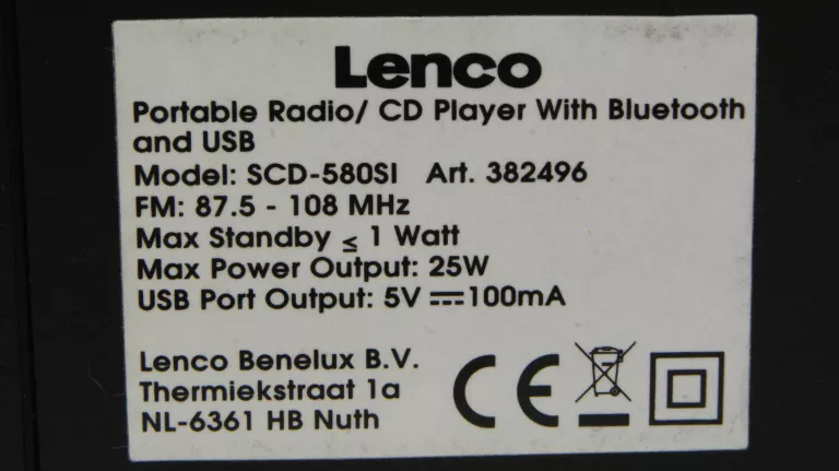 RADIOODTWARZACZ LENCO SCD-580 AM/FM CD USB AUX