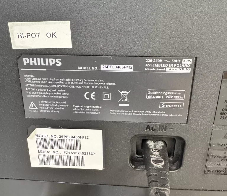 TELEWIZOR PHILIPS 26PFL3405H/12 + PILOT
