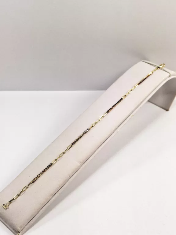 NIENOSZONA ZŁOTA BRANSOLETKA OGNIWA I CZERWONE CYRKONIE 585 1,69G 20CM