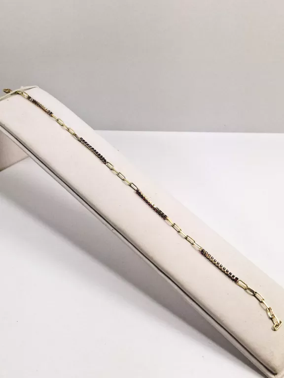 NIENOSZONA ZŁOTA BRANSOLETKA OGNIWA I CZERWONE CYRKONIE 585 1,69G 20CM