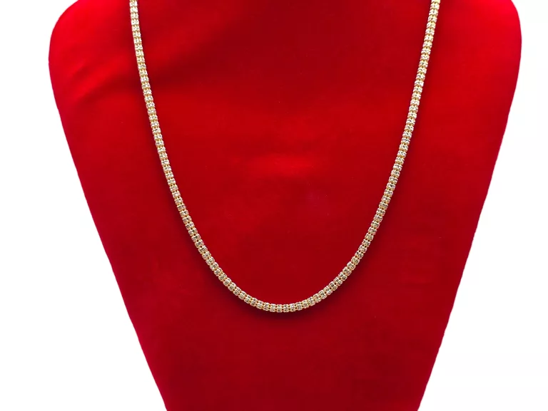 DIAMENTWANY KULECZKOWY FASETOWANY ZŁOTY ŁAŃCUSZEK 22,1G 55CM Ł2