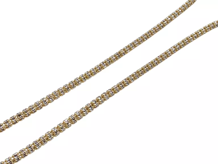 DIAMENTWANY KULECZKOWY FASETOWANY ZŁOTY ŁAŃCUSZEK 22,1G 55CM Ł2