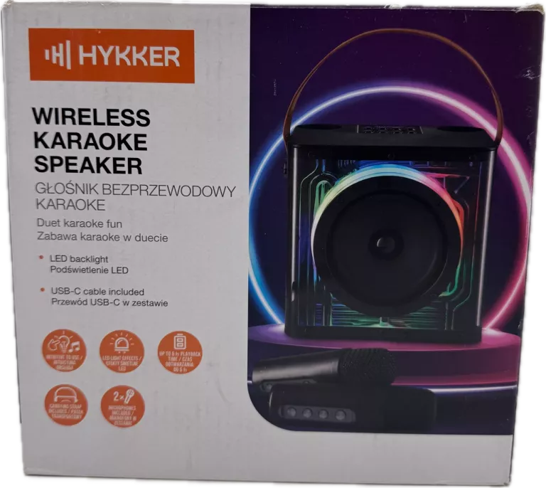 GŁOŚNIK BEZPRZEWODOWY HYKKER 240458-KS Z KARAOKE