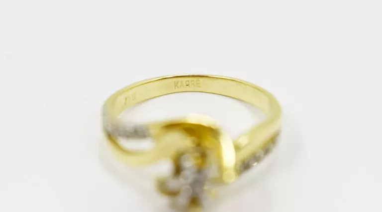 ZŁOTY PIERŚCIONEK Z DIAMENTAMI 0,06CT / 0,08CT (750, 3,89G, R:17)