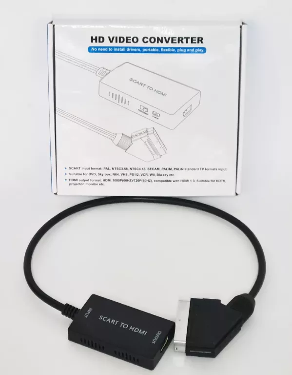 KABEL ADAPTER KONWERTER Z EURO / SCART DO HDMI 720P/1080P PRZEJŚCIÓWKA TV