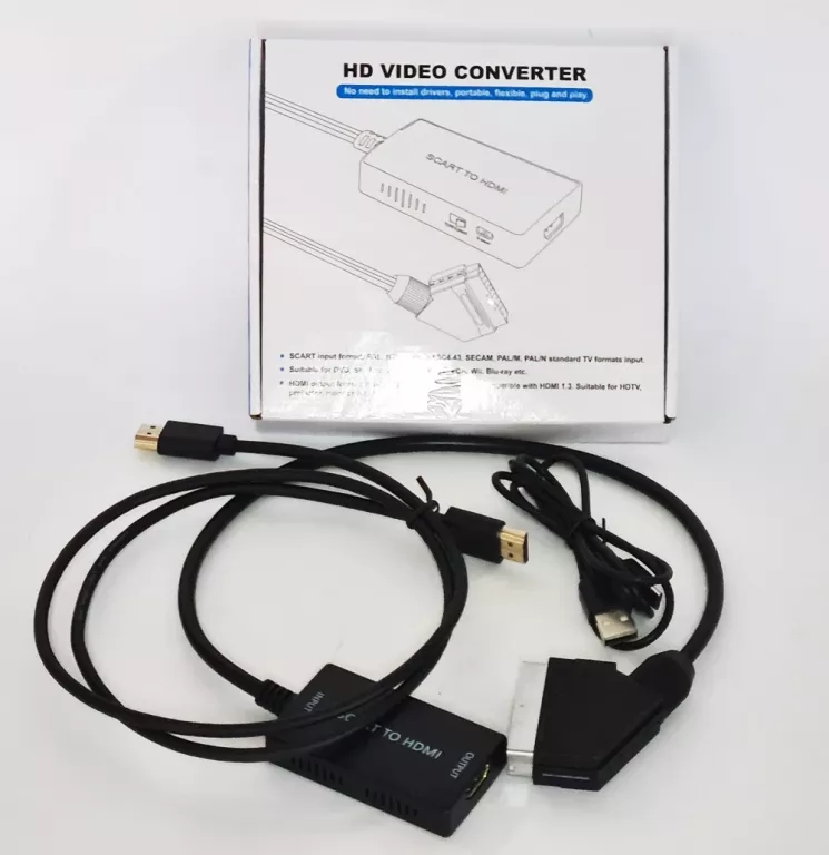 KABEL ADAPTER KONWERTER Z EURO / SCART DO HDMI 720P/1080P PRZEJŚCIÓWKA TV