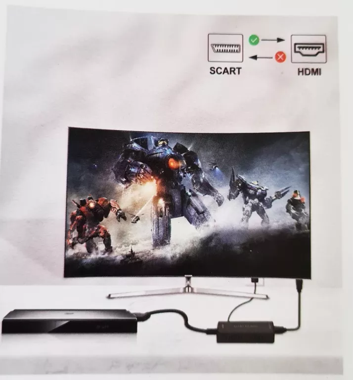 KABEL ADAPTER KONWERTER Z EURO / SCART DO HDMI 720P/1080P PRZEJŚCIÓWKA TV