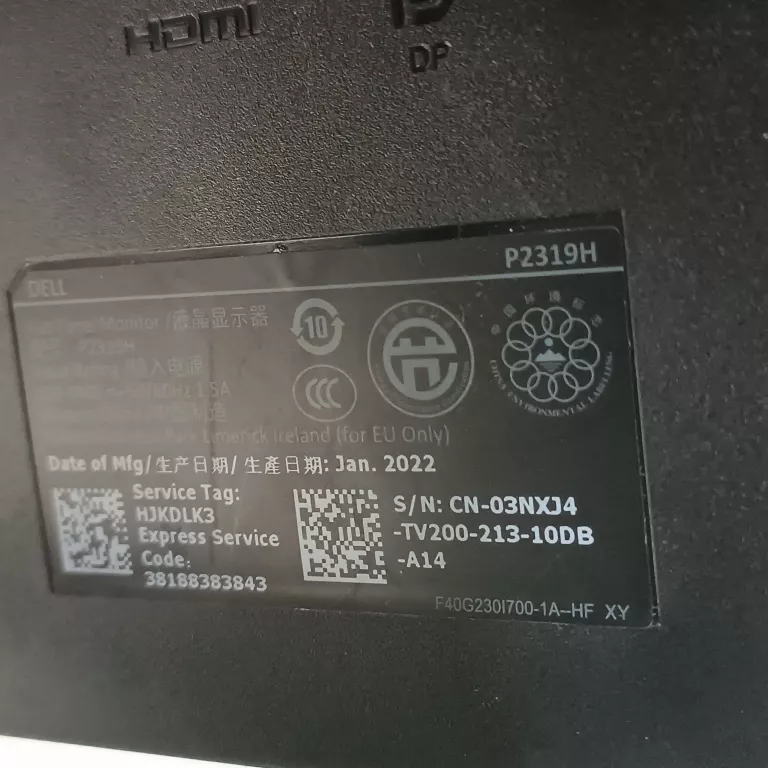 MONITOR DELL 23 P2319H
