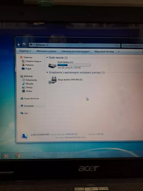 LAPTOP ACER ASPIRE 5734Z WIN7 INTEL PENTIUM DUAL-CORE 2/265GB +ŁAD+MYSZ