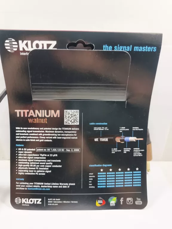 KABEL MUZYCZNY TITANIUM WALNUT 75PF/M 6M