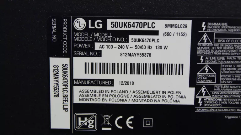 TELEWIZOR TV LG 50UK6470PLC 4K UHD SMART TV +PILOT