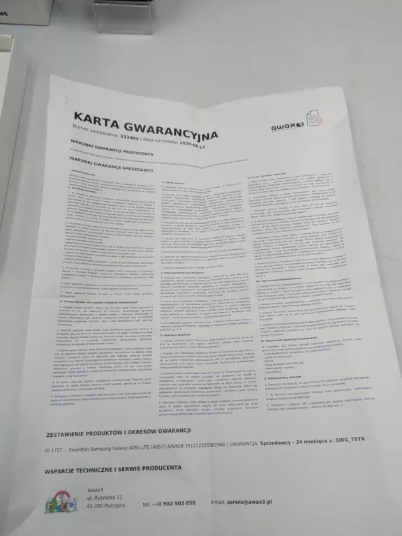 TELEFON SAMSUNG GALAXY A05S 4/64GB KOMPLET GWARANCJA