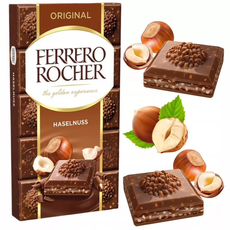 CZEKOLADA FERRERO ROCHER MLECZNA Z ORZECHAMI LASKOWYMI PYSZNA TABLICZKA 90