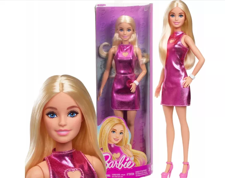 LALKA BARBIE FASHIONISTAS BLONDYNKA W RÓŻOWEJ SUKIENCE 30 CM