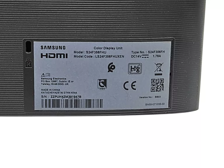 MONITOR SAMSUNG S24F356FHU 23.50" 60HZ 4MS 16:9 1920X1080PX