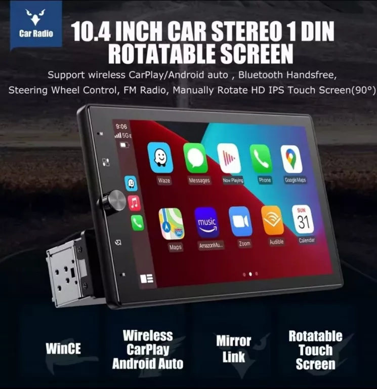 RADIO UNIWERSALNE NAWIGACJA ANDROID 1DIN OBROTOWE 10.4"