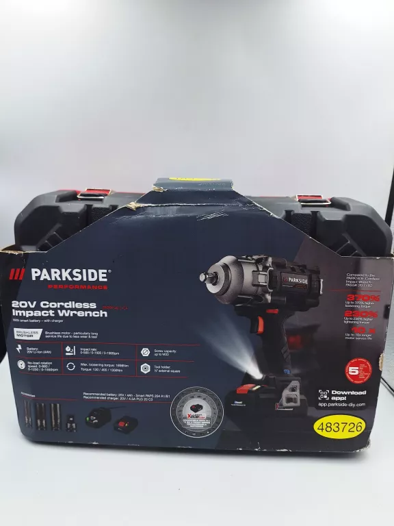 KLUCZ UDAROWY PARKSIDE PASSK 20-LI C4 + AKUMULATOR+ ŁAD