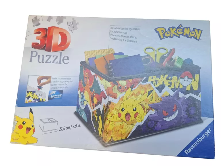 PUZZLE 3D 216 ELEMENTÓW. SZKATUŁKA POKEMON