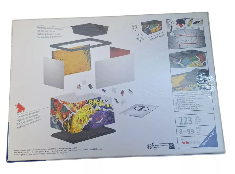 PUZZLE 3D 216 ELEMENTÓW. SZKATUŁKA POKEMON