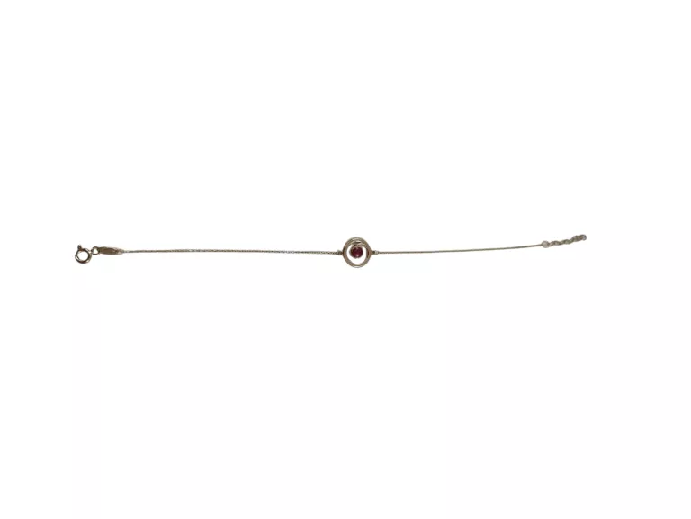DELIKATNA ZŁOTA BRANSOLETKA 585 1,13G 19CM BORDOWE OCZKO