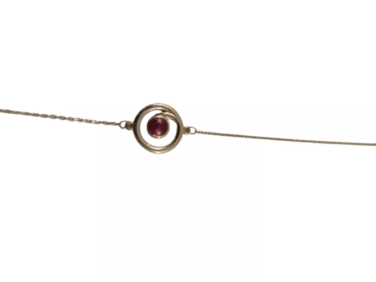 DELIKATNA ZŁOTA BRANSOLETKA 585 1,13G 19CM BORDOWE OCZKO