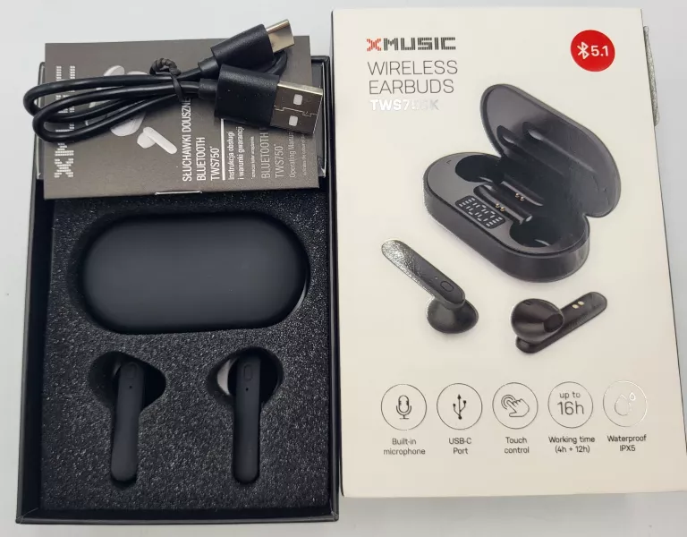 SŁUCHAWKI DOUSZNE XMUSIC TWS750K KOMPLET