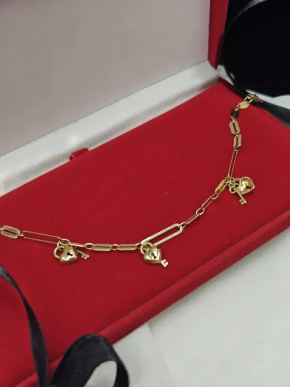 ZŁOTA BRANSOLETKA ANKIER Z ZAWIESZKAMI 4,39G/585